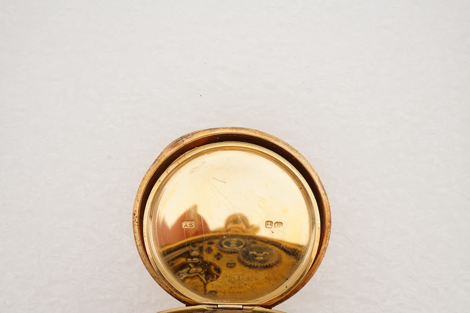 A Victorian 18ct gold Hunt & Roskell keyless hunter hour repeating fob watch